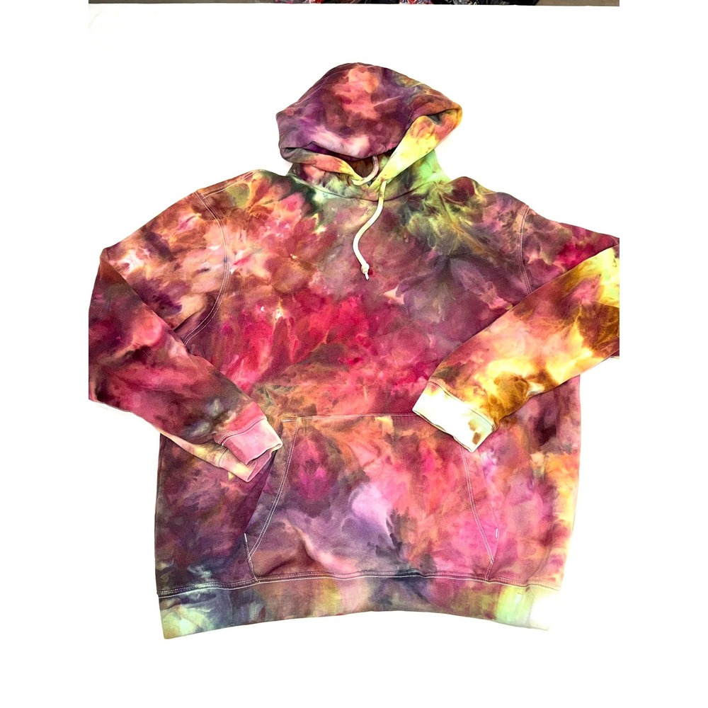 GAP Adult Large Colorful Rainbow Long Sleeve Hooded Tie Dye Sweatshirt Hh11